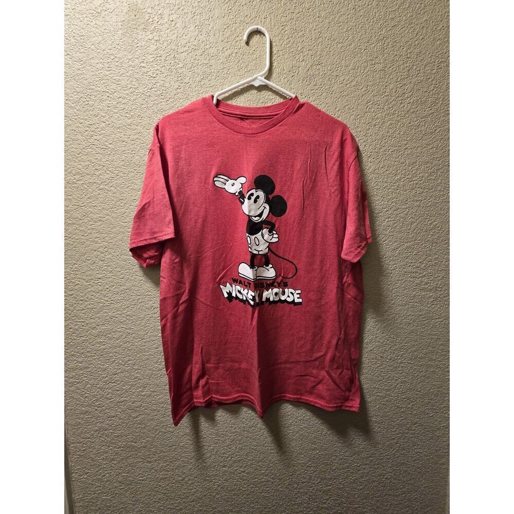 Men's Walt Disney Mickey Mouse T Shirt Red Disneyland World Sz L